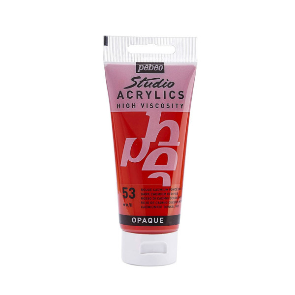 photo-Tube de peinture acrylique - Rouge cadmium foncé - Pébéo - Studio - 100 ml