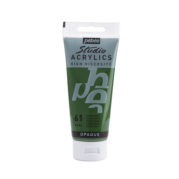 photo-Tube de peinture acrylique - Terre verte - Pébéo - Studio - 100 ml
