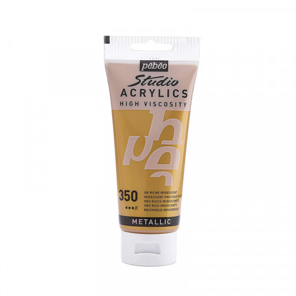 photo-Tube de peinture acrylique - Métallisé - Or riche iridescent - Pébéo - Studio - 100 ml