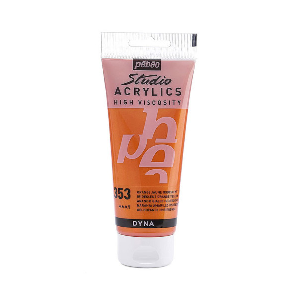 photo-Tube de peinture acrylique - Métallisé - Orange jaune iridescent - Pébéo - Studio - 100 ml