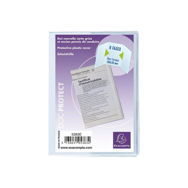 photo-Etui de protection pour carte grise - Plastique - Transparent - Exacompta