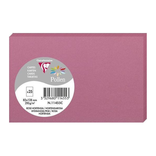 photo--Cartes - 8,2x12,8cm - 210g - Pollen - Rose hortensia - 25 unités - Clairefontaine