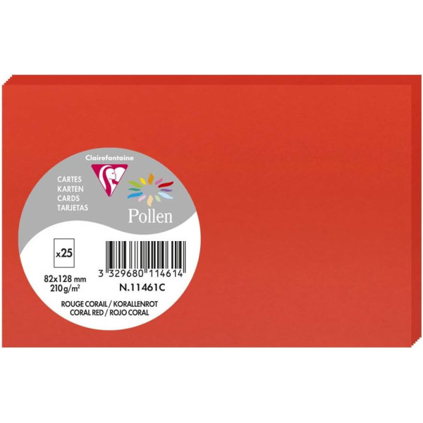 photo-Cartes - 8,2x12,8cm - 210g - Pollen - Rouge corail - 25 unités - Clairefontaine