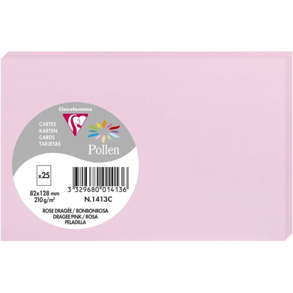 photo-Cartes - 8,2x12,8cm - 210g - Pollen - Rose dragée - 25 unités - Clairefontaine