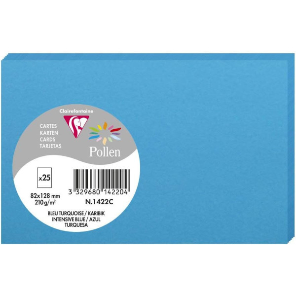 photo-Cartes - 8,2x12,8cm - 210g - Pollen - Bleu turquoise - 25 unités - Clairefontaine