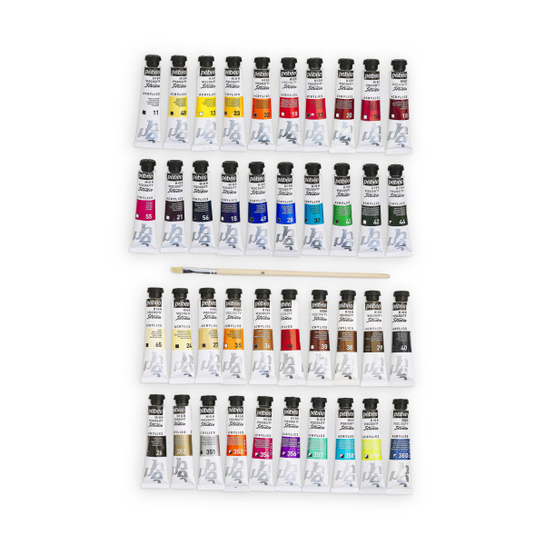 Peinture acrylique - Haut viscosité - Coffret 40 tubes 20ml + 1 pinceau - Pébéo Studio