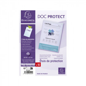 photo-10 pochettes de protection - A5 - Plastique - Transparent - Exacompta