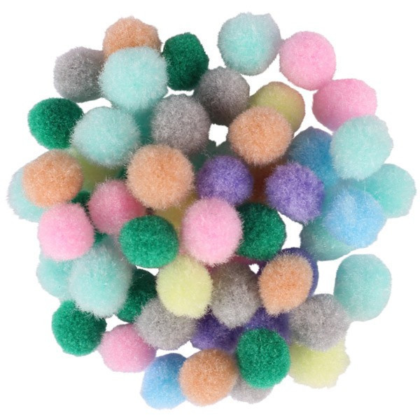 photo-Pompons - Assortiment couleurs pastels - 0,8 cm de diamètre - 200 pièces
