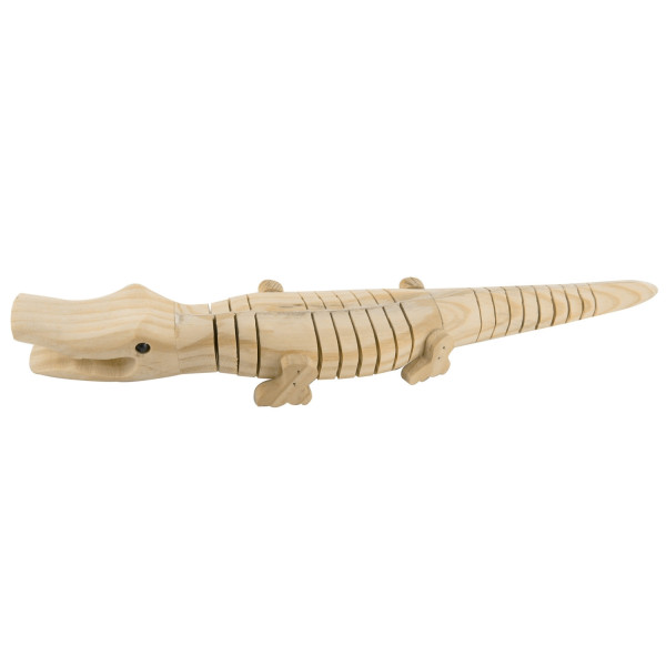 Crocodile articulé en bois naturel 30 cm