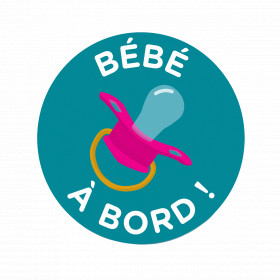 photo-Stickers pour voiture - Bébé à bord tétine - Electrostatique - 15 cm