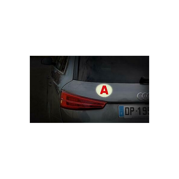 Disque A réfléchissant pour voiture - Jeune conducteur - Autocollant - 15 cm