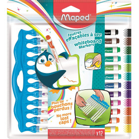 photo-12 feutres effaçables - Ardoises et tableaux blancs - Assortiment - Marker'Peps - Maped