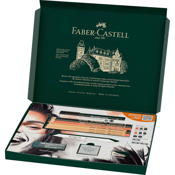 Coffret dessin - Faber-Castell - Crayons Polychromos, Pitt pastell, charbon + accessoires