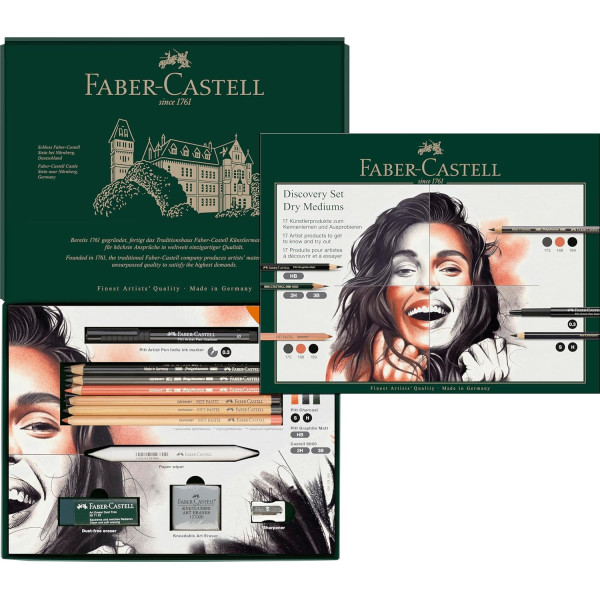 Coffret dessin - Faber-Castell - Crayons Polychromos, Pitt pastell, charbon + accessoires