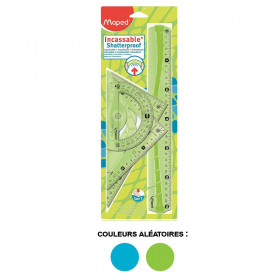 Set de traçage - Règle - Rapporteur - 2 équerres - Plastique - Incassable - Maped