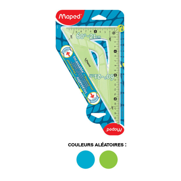 Equerre - Scolaire - 60° et 45°- 2 en 1 - Plastique - Incassable - Maped