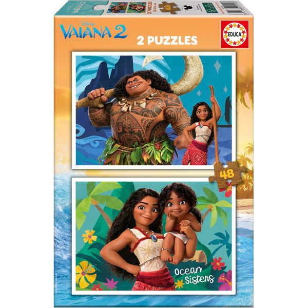 photo-Puzzle - Disney - Vaïana 2 - 2x48 pièces - Pièces en bois - Dès 4 ans - 28x20cm - Educa