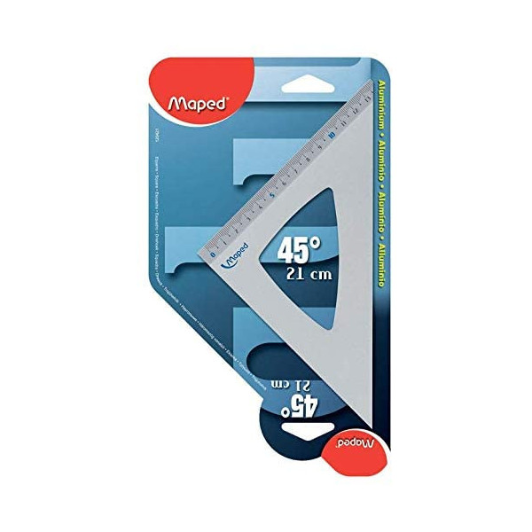 photo-Equerre - Scolaire - 45° - Hypoténuse 21 cm - Aluminium - Maped