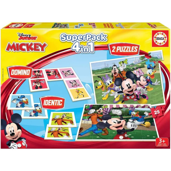 photo-Jeu éducatif - Domino - Puzzles - Memory - Dès 3 ans - Disney - Mickey - 4 jeux