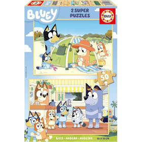 photo-Puzzle - Bluey - Enfant dès 5 ans - 2 x 50 pièces - Pièces en bois - 26x18cm - Educa