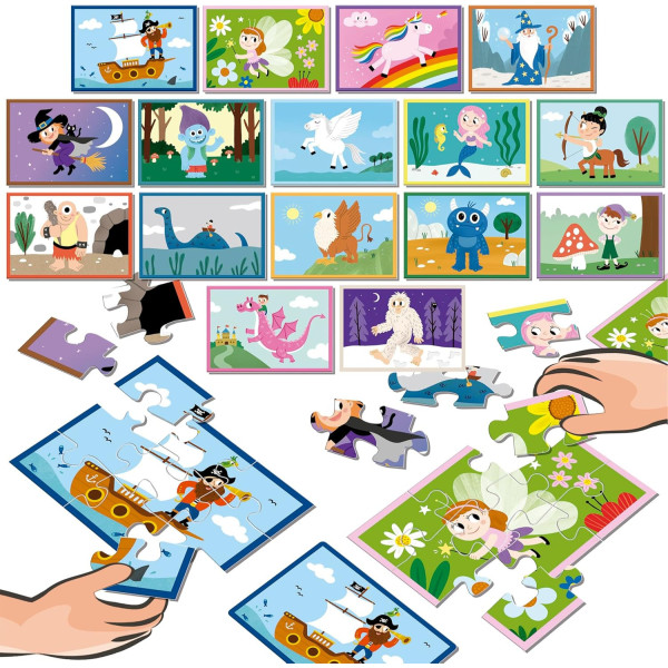 Jeu de société - Puzzle battle junior - Dès 4 ans - 16 puzzles de 9 pièces - Educa