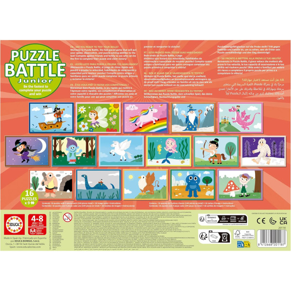 Jeu de société - Puzzle battle junior - Dès 4 ans - 16 puzzles de 9 pièces - Educa