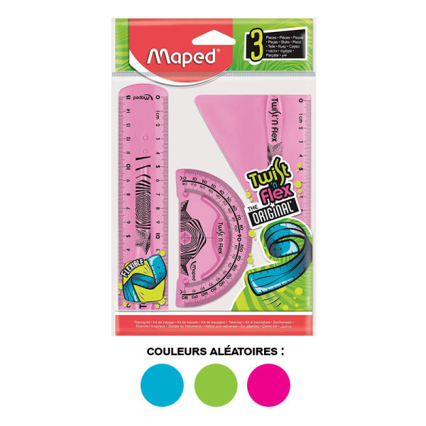 Mini set de traçage - Règle - Rapporteur - Equerre - Incassable - Maped