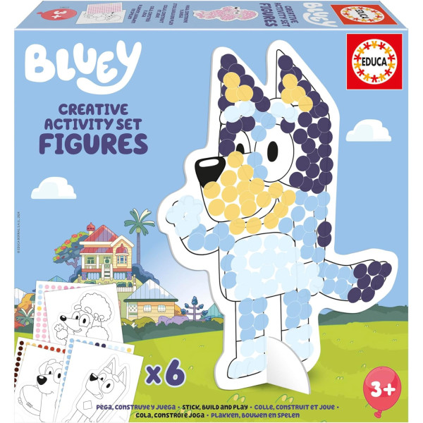 photo-Jeu créatif - Bluey - Collage et gommettes - 6 modèles + accessoires - Educa