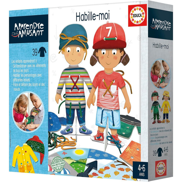 Jeu éducatif - Apprendre les vêtements - Personnage à habiller - Dès 4 ans - Educa