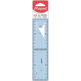 photo-Outil de traçage 2 en 1 - Règle 20 cm - Equerre 45° et 60° - Incassable - Maped