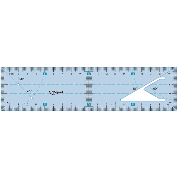 Outil de traçage 2 en 1 - Règle 20 cm - Equerre 45° et 60° - Incassable - Maped