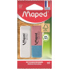 photo-Lot de 2 gommes - Blanche - Double usages - Graphite et encre - Maped