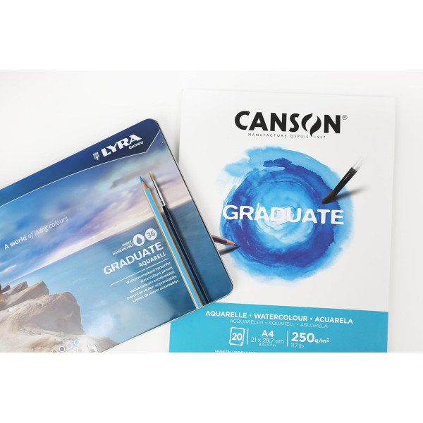 Bloc - Aquarelle - A4 - 20 feuilles - 250g - Grain fin - Canson Graduate