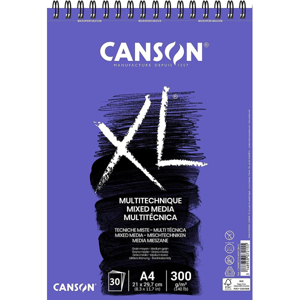 photo-Bloc - Multi techniques - A4 - Spirales - 30 feuilles - 300g - Grain moyen - Canson XL