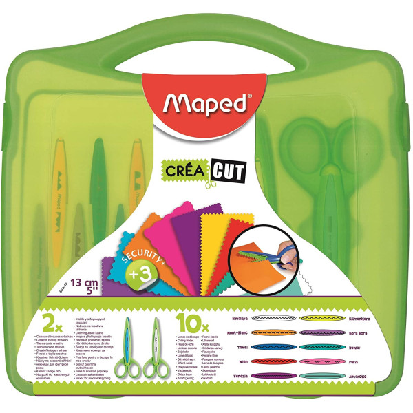 photo-Boîte de 10 ciseaux créatifs - Plastique - Lames interchangeables - Créacut - Maped