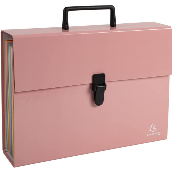 Valisette - Trieur - 18 compartiments - 32 x 24 cm - A4 - Rose corail - Exacompta