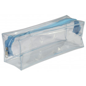 photo-Trousse - Scolaire - Rectangulaire - Transparente - Plastique - Bleu - 1 compartiment