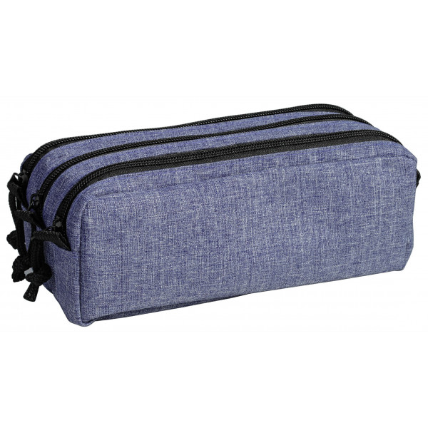 photo-Trousse - Scolaire - Bleu - Rectangulaire - 3 compartiments - School