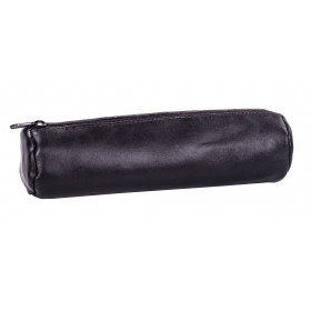 photo-Trousse - Scolaire - Noir - Rond - Cuir - 21x6 cm - Oxford