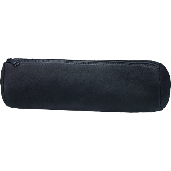 photo-Trousse - Scolaire - Noir - Rond - Cuir nubuck - 21x6 cm - Oxford