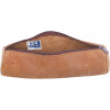 Trousse - Scolaire - Marron - Rond - Cuir nubuck - 21x6 cm - Oxford