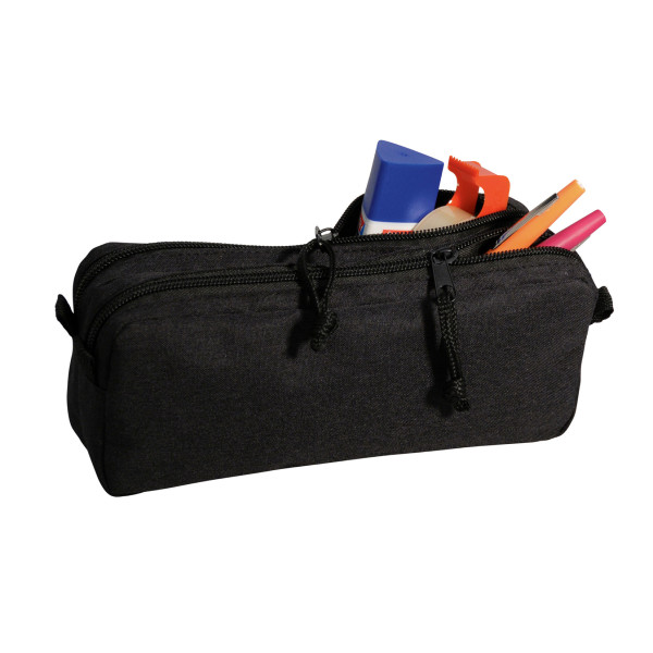 Trousse - Scolaire - Noir - Rectangulaire - 2 compartiments - School