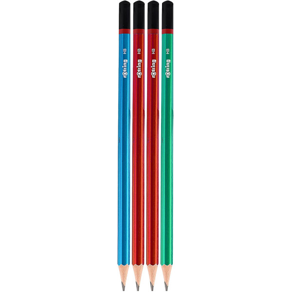 photo-Lot de 4 crayons graphite - HB - Scolaire - Dessin - Corps en bois - Rotring