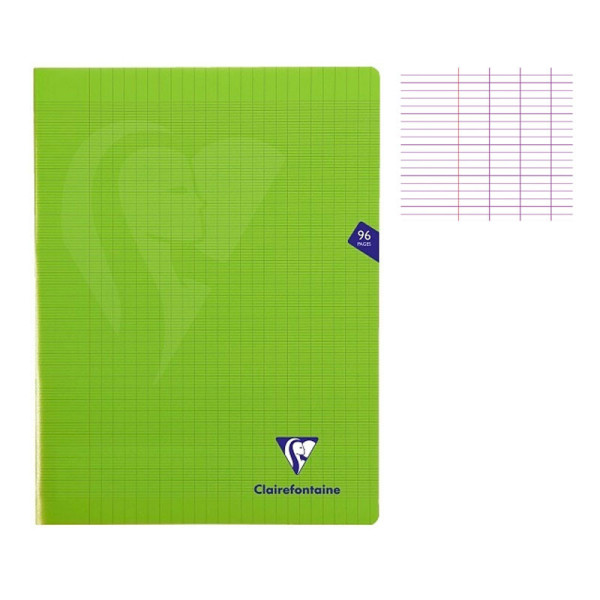 Lot de 7 cahiers - 24x32(cm) - Grands carreaux - 96,192 pages - couverture en polypro - sans spirale - Clairefontaine