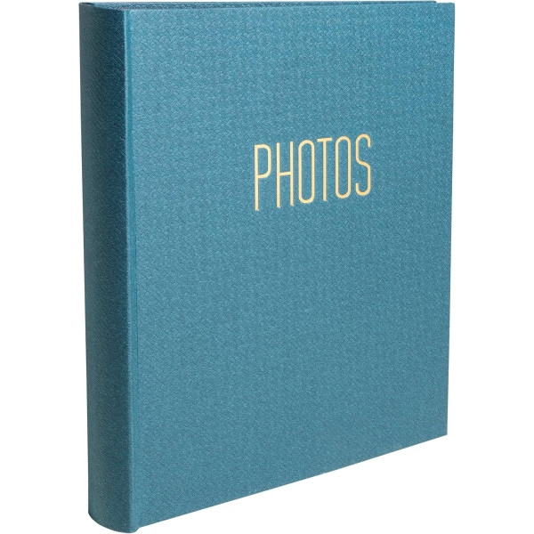 Album photos - 300 photos - Bleu - 29x32cm - 60 pages noires - Couverture effet textile