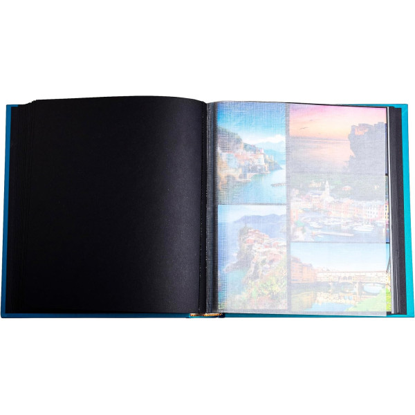 Album photos - Capacité 300 photos de 10x15cm - 29x32cm - 60 pages - Art déco - Bleu