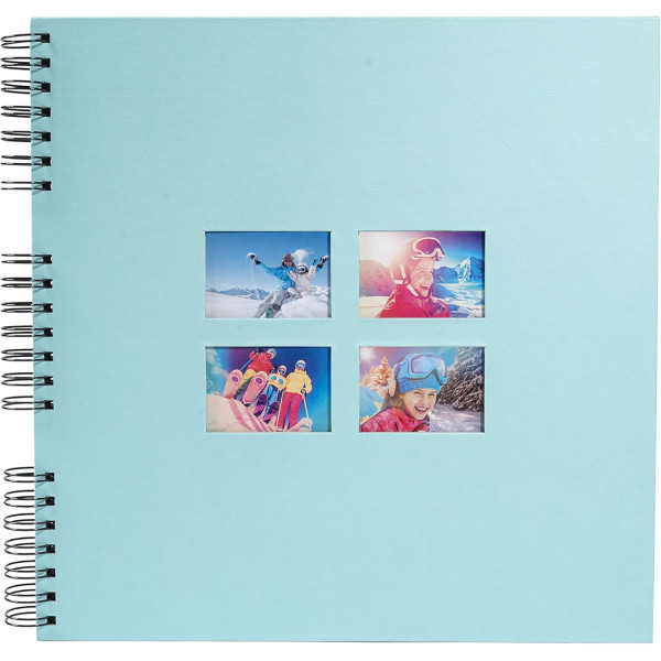 photo-Album photos - 360 photos - Turquoise - 32x32cm - 60 pages noires - Couverture effet textile
