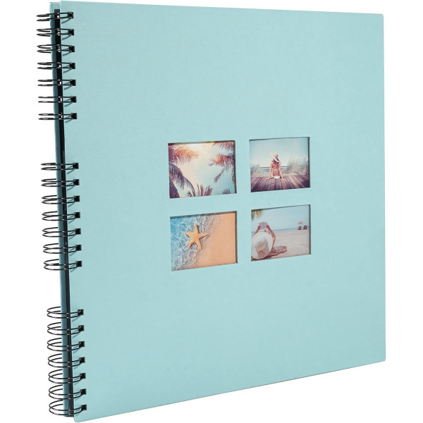 Album photos - 360 photos - Turquoise - 32x32cm - 60 pages noires - Couverture effet textile