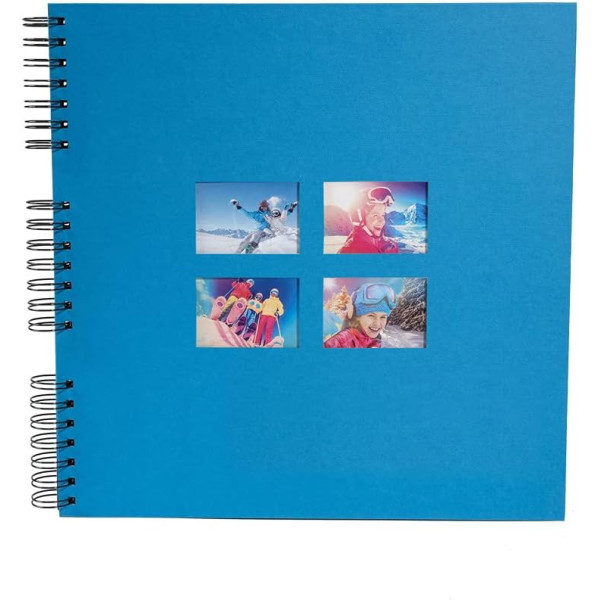 photo-Album photos - 360 photos - Bleu - 32x32cm - 60 pages noires - Couverture effet textile