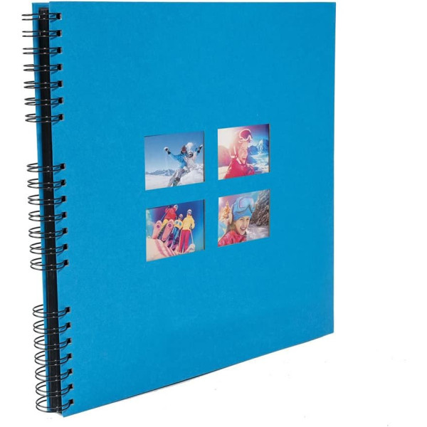 Album photos - 360 photos - Bleu - 32x32cm - 60 pages noires - Couverture effet textile
